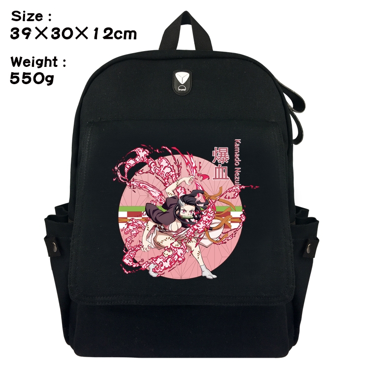 Demon Slayer Kimets Anime Canvas Headphone Hole Flip Backpack Backpack School Bag 39X30X12CM