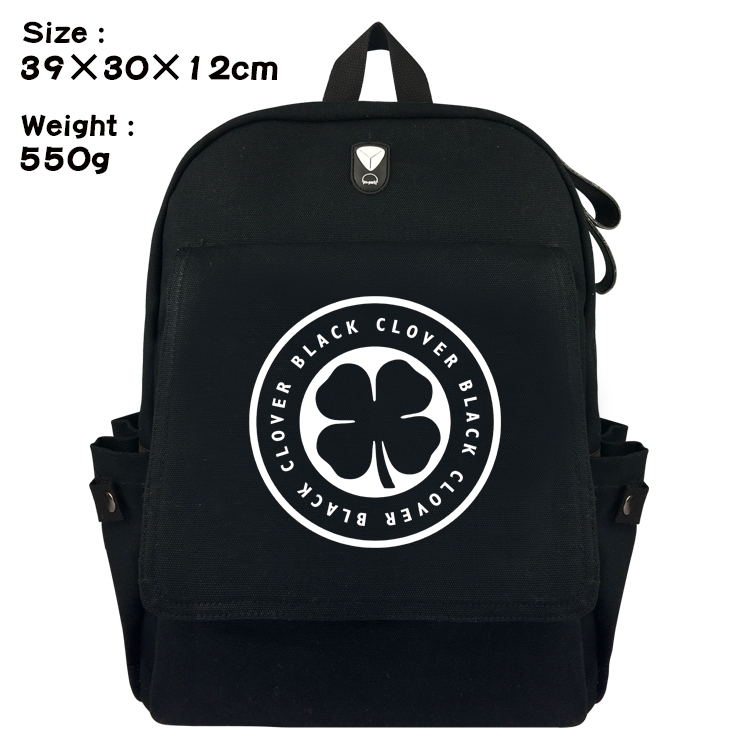 Black Clover Anime Canvas Headphone Hole Flip Backpack Backpack School Bag 39X30X12CM