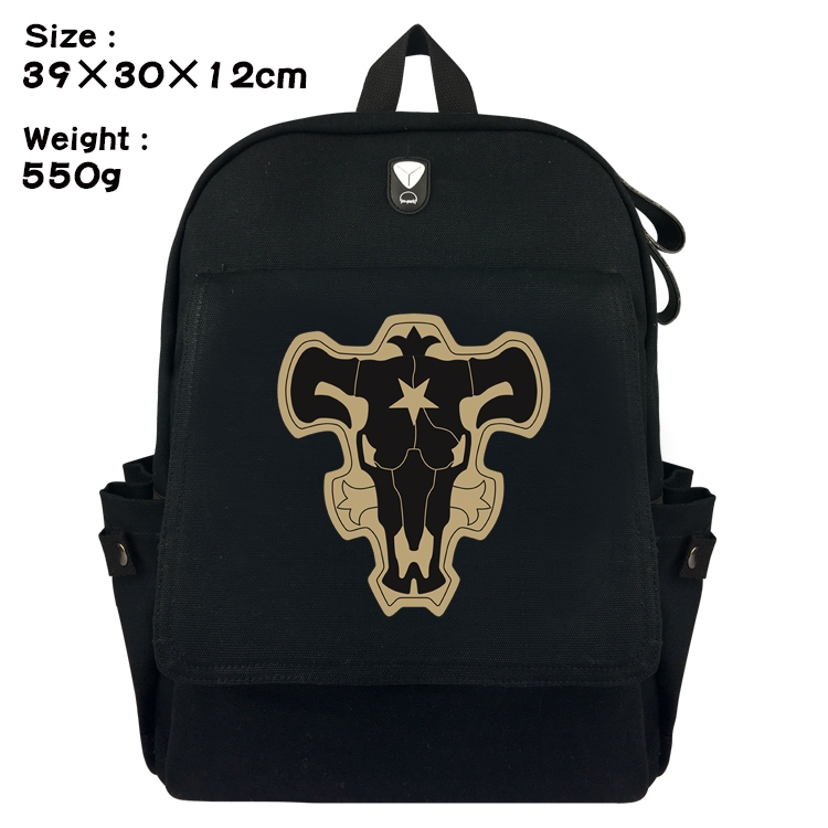 Black Clover Anime Canvas Headphone Hole Flip Backpack Backpack School Bag 39X30X12CM