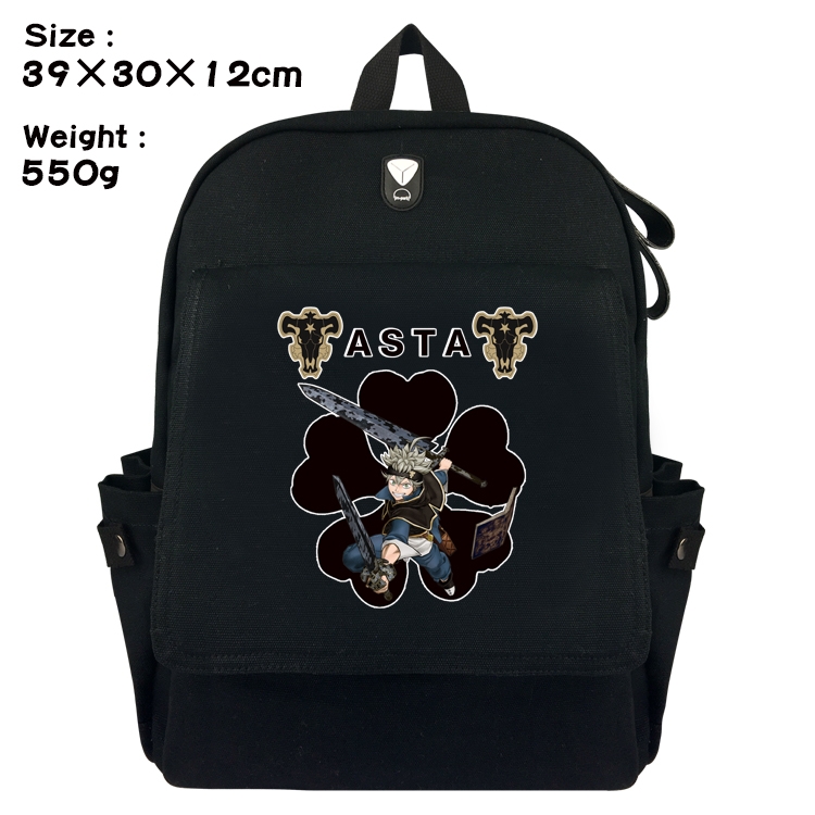 Black Clover Anime Canvas Headphone Hole Flip Backpack Backpack School Bag 39X30X12CM