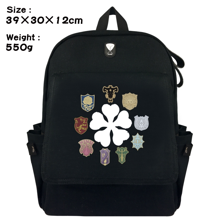 Black Clover Anime Canvas Headphone Hole Flip Backpack Backpack School Bag 39X30X12CM