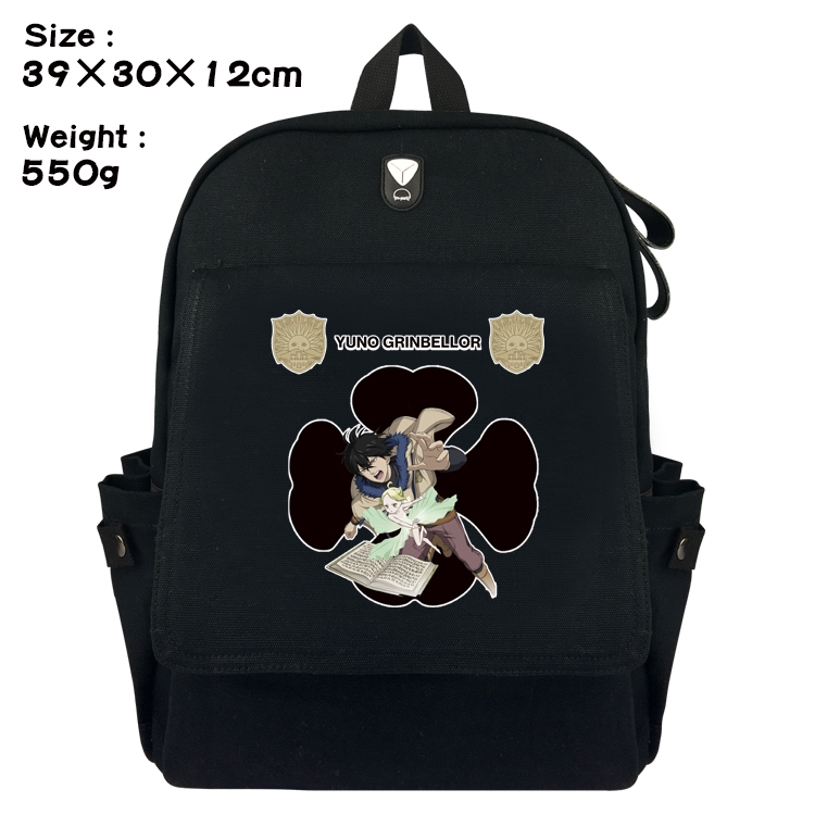 Black Clover Anime Canvas Headphone Hole Flip Backpack Backpack School Bag 39X30X12CM