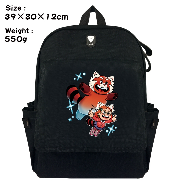 Turning Red Outdoor Anime Canvas Headphone Hole Flip Backpack School Bag 39X30X12CM