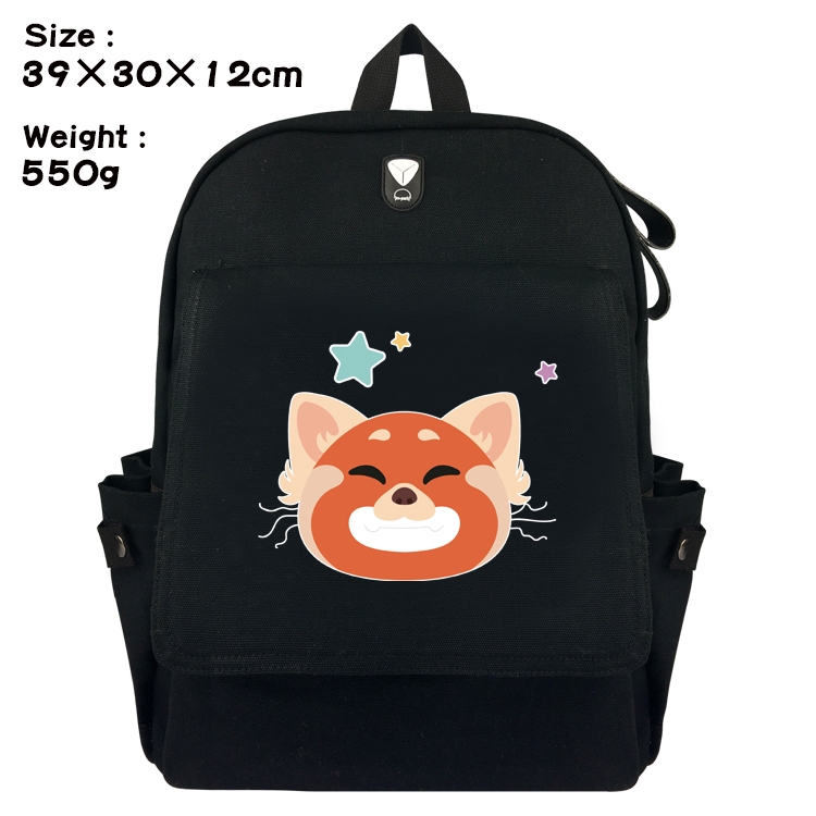 Turning Red Outdoor Anime Canvas Headphone Hole Flip Backpack School Bag 39X30X12CM