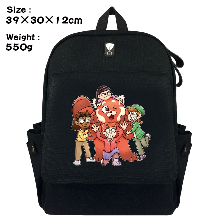 Turning Red Outdoor Anime Canvas Headphone Hole Flip Backpack School Bag 39X30X12CM