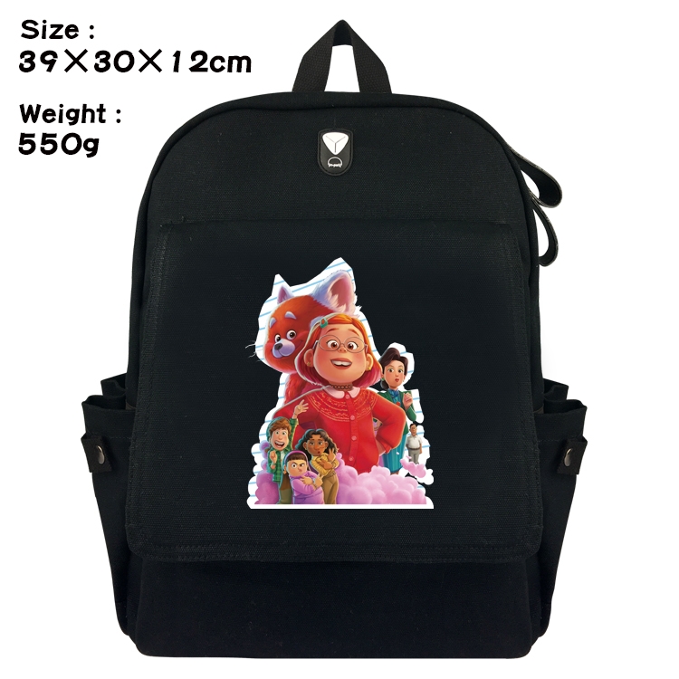 Turning Red Outdoor Anime Canvas Headphone Hole Flip Backpack School Bag 39X30X12CM