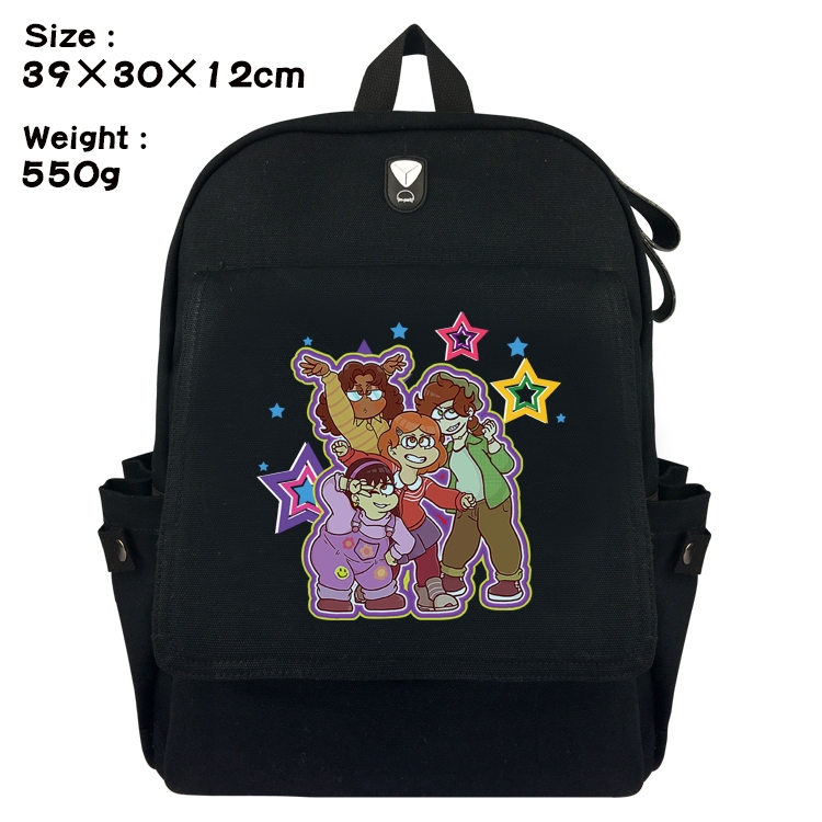 Turning Red Outdoor Anime Canvas Headphone Hole Flip Backpack School Bag 39X30X12CM