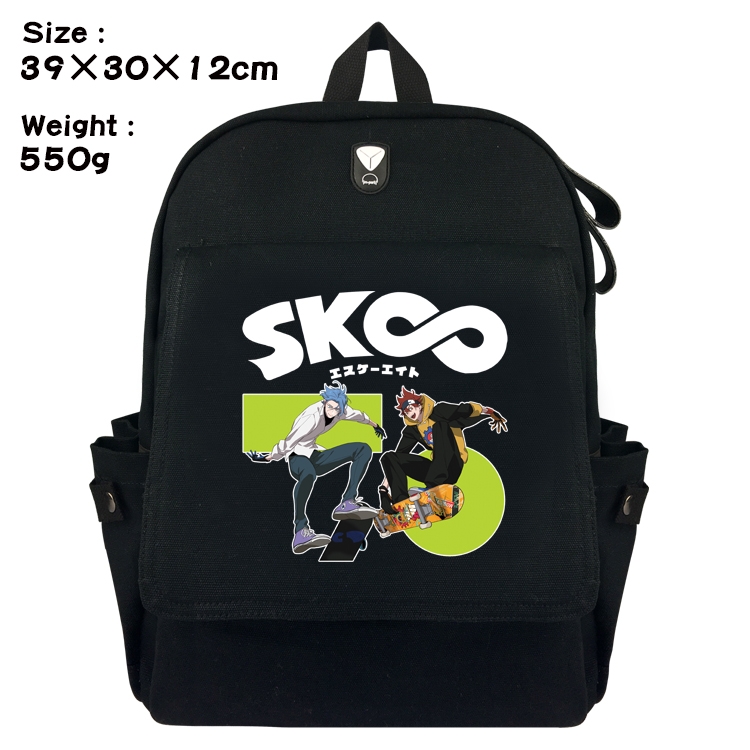 SK∞ Anime Canvas Headphone Hole Flip Backpack School Bag 39X30X12CM