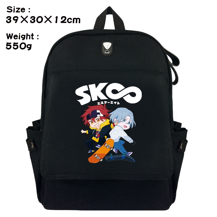 SK∞ Anime Canvas Headphone Hole Flip Backpack School Bag 39X30X12CM