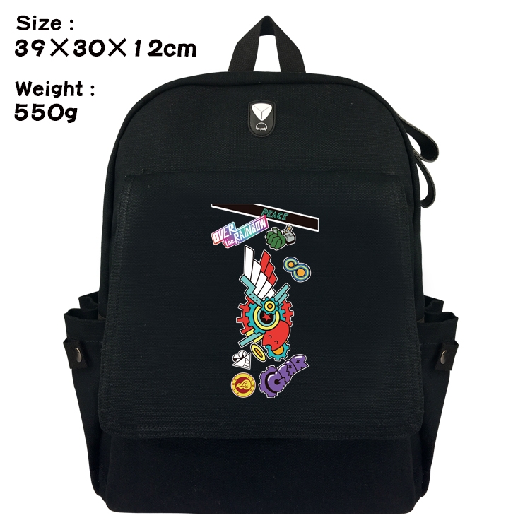 SK∞ Anime Canvas Headphone Hole Flip Backpack School Bag 39X30X12CM