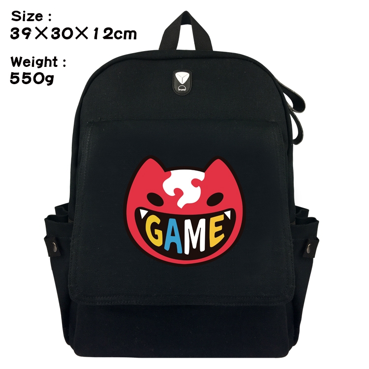 SK∞ Anime Canvas Headphone Hole Flip Backpack School Bag 39X30X12CM