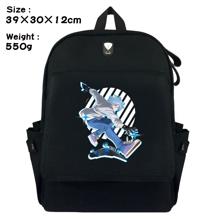 SK∞ Anime Canvas Headphone Hole Flip Backpack School Bag 39X30X12CM