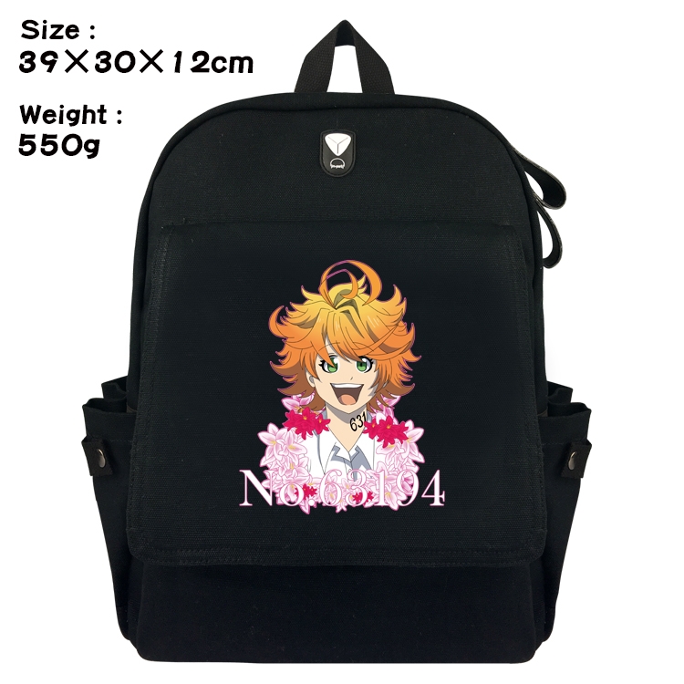 The Promised Neverla Anime Canvas Headphone Hole Flip Backpack School Bag 39X30X12CM