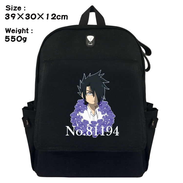 The Promised Neverla Anime Canvas Headphone Hole Flip Backpack School Bag 39X30X12CM