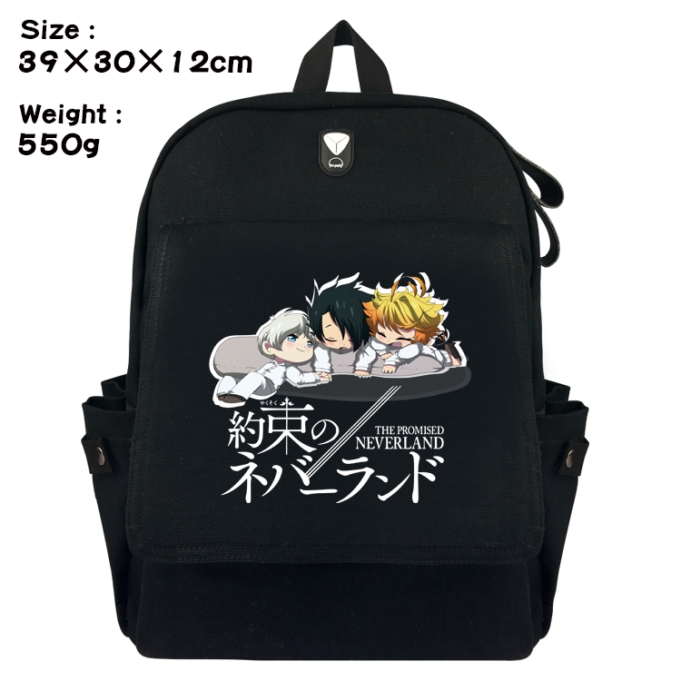 The Promised Neverla Anime Canvas Headphone Hole Flip Backpack School Bag 39X30X12CM