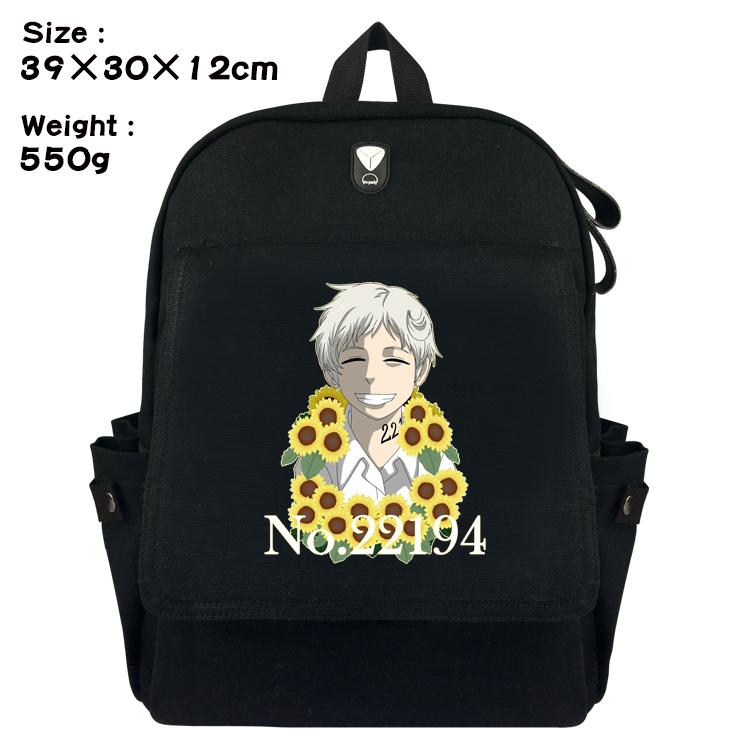 The Promised Neverla Anime Canvas Headphone Hole Flip Backpack School Bag 39X30X12CM