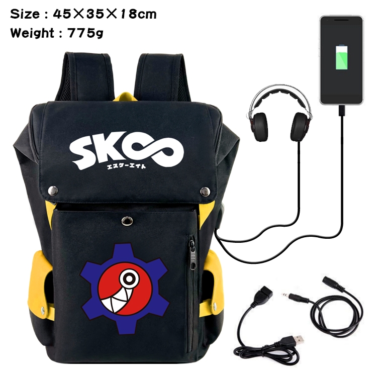 SK∞ Anime anti-theft color matching data cable backpack school bag 45X35X18CM