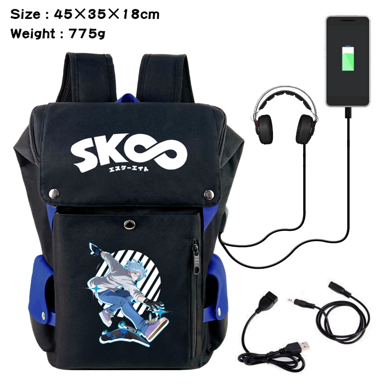 SK∞ Anime anti-theft color matching data cable backpack school bag 45X35X18CM