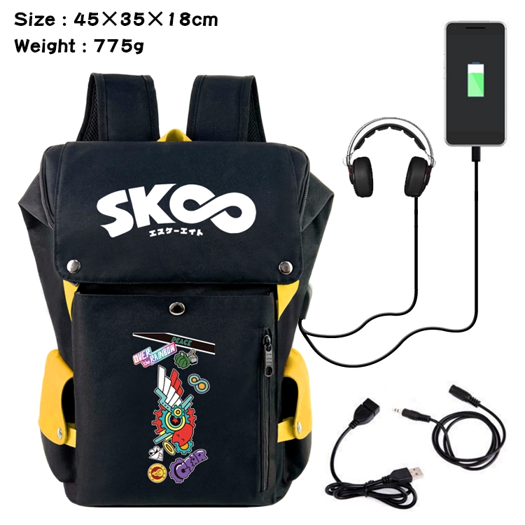 SK∞ Anime anti-theft color matching data cable backpack school bag 45X35X18CM