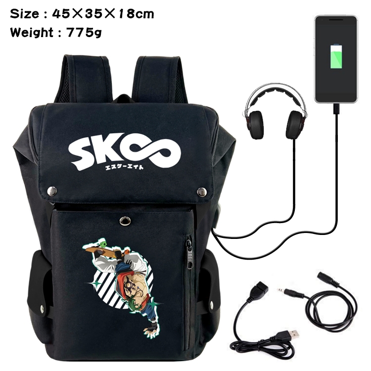 SK∞ Anime anti-theft color matching data cable backpack school bag 45X35X18CM