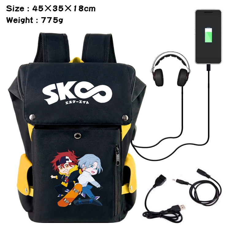 SK∞ Anime anti-theft color matching data cable backpack school bag 45X35X18CM