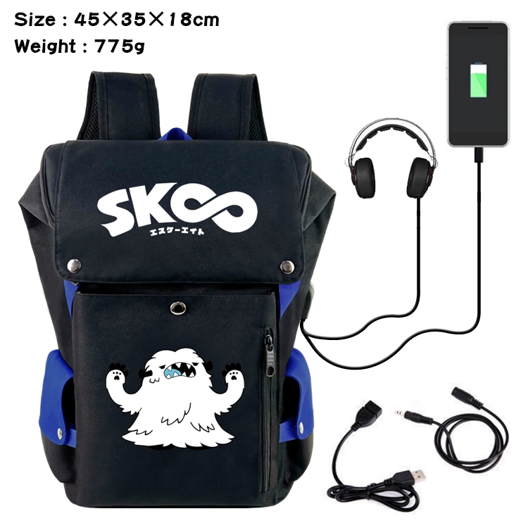 SK∞ Anime anti-theft color matching data cable backpack school bag 45X35X18CM