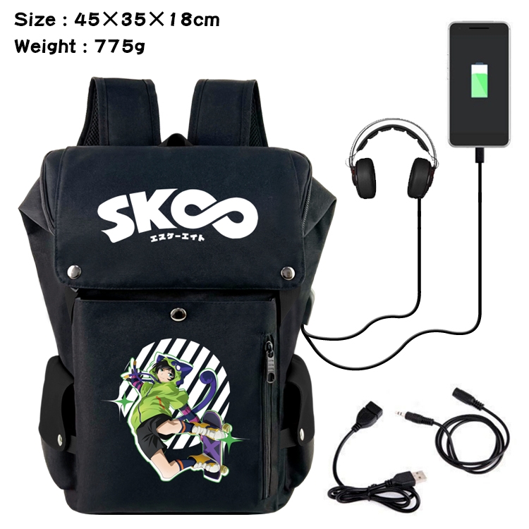 SK∞ Anime anti-theft color matching data cable backpack school bag 45X35X18CM