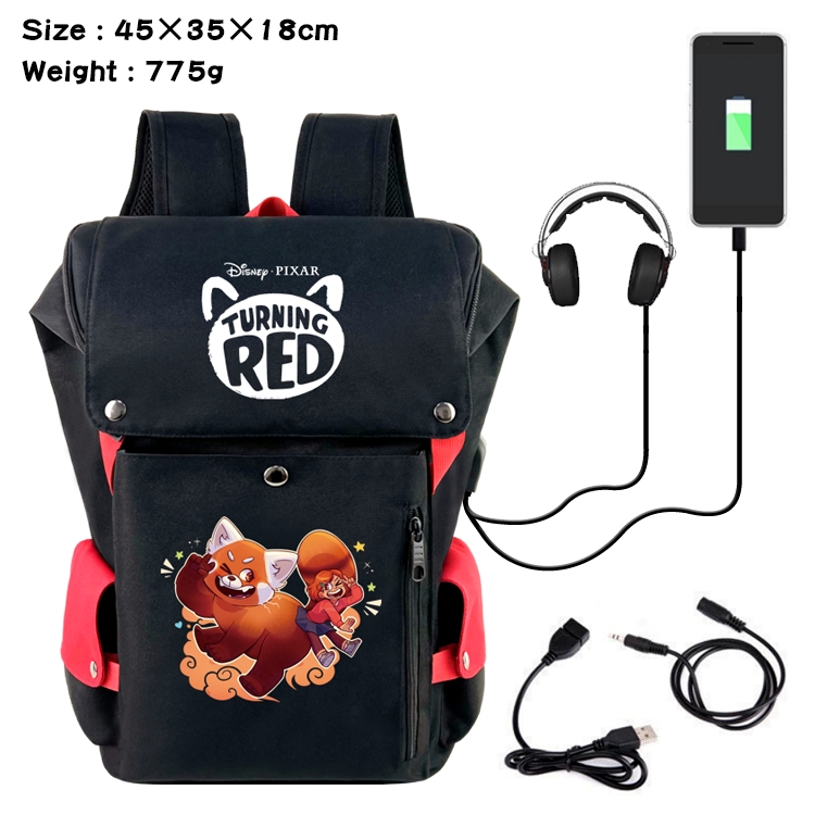 Turning Red Outdoor Anime anti-theft color matching data cable backpack school bag 45X35X18CM