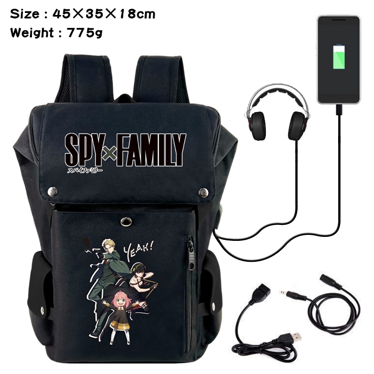 SPY×FAMILY Anime anti-theft color matching data cable backpack school bag 45X35X18CM