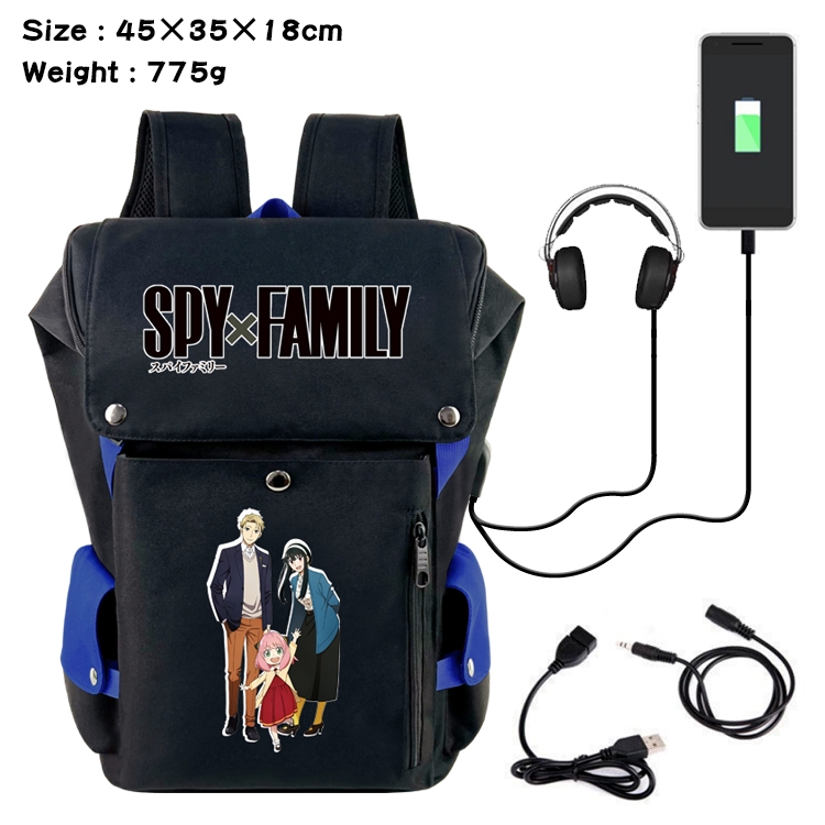 SPY×FAMILY Anime anti-theft color matching data cable backpack school bag 45X35X18CM