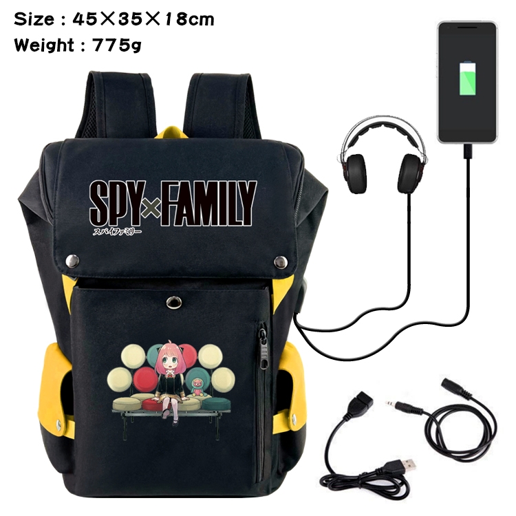 SPY×FAMILY Anime anti-theft color matching data cable backpack school bag 45X35X18CM