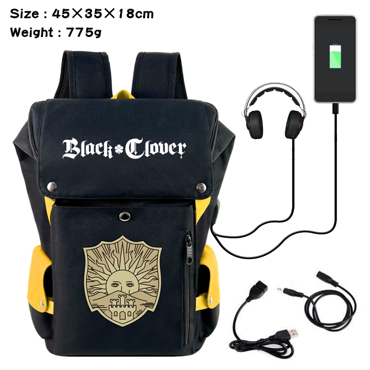 Black Clover Anime anti-theft color matching data cable backpack school bag 45X35X18CM