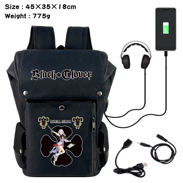Black Clover Anime anti-theft color matching data cable backpack school bag 45X35X18CM