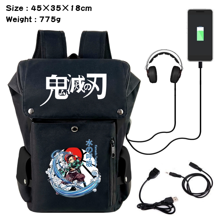 Demon Slayer Kimets Anime anti-theft color matching data cable backpack school bag 45X35X18CM