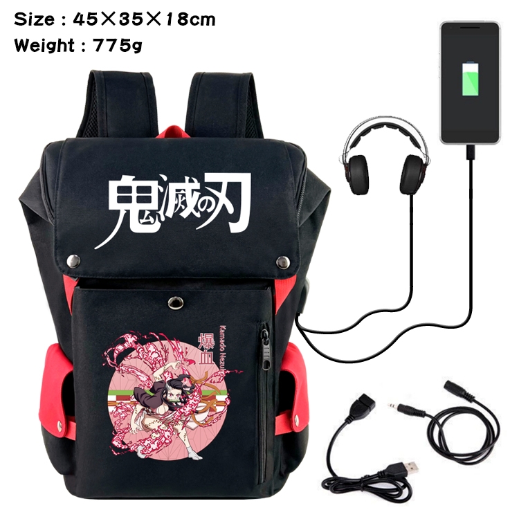 Demon Slayer Kimets Anime anti-theft color matching data cable backpack school bag 45X35X18CM