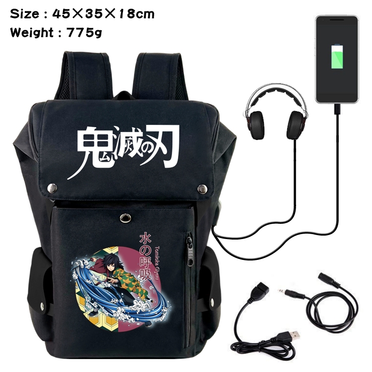 Demon Slayer Kimets Anime anti-theft color matching data cable backpack school bag 45X35X18CM