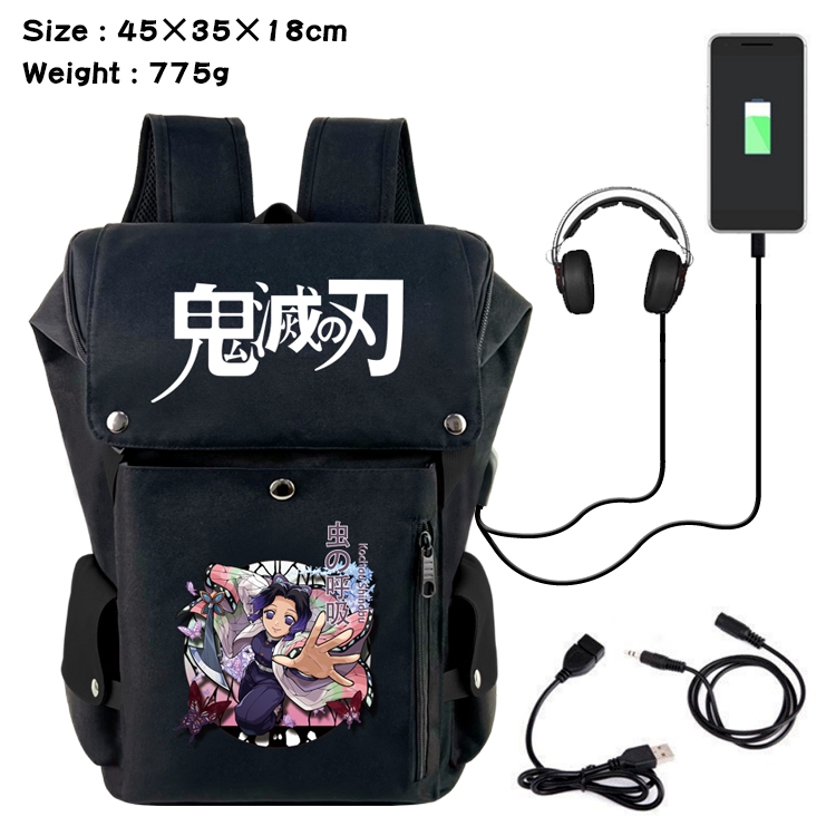 Demon Slayer Kimets Anime anti-theft color matching data cable backpack school bag 45X35X18CM