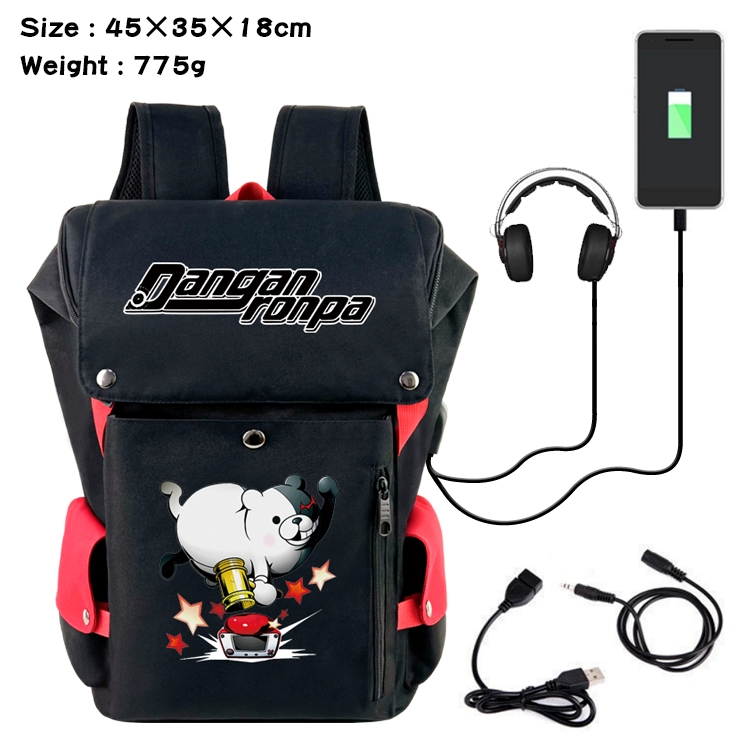 Dangan-Ronpa Anime anti-theft color matching data cable backpack school bag 45X35X18CM