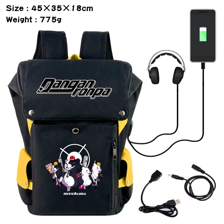 Dangan-Ronpa Anime anti-theft color matching data cable backpack school bag 45X35X18CM