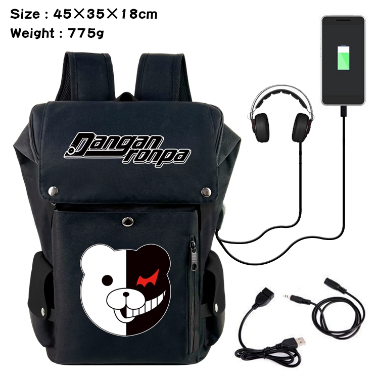 Dangan-Ronpa Anime anti-theft color matching data cable backpack school bag 45X35X18CM