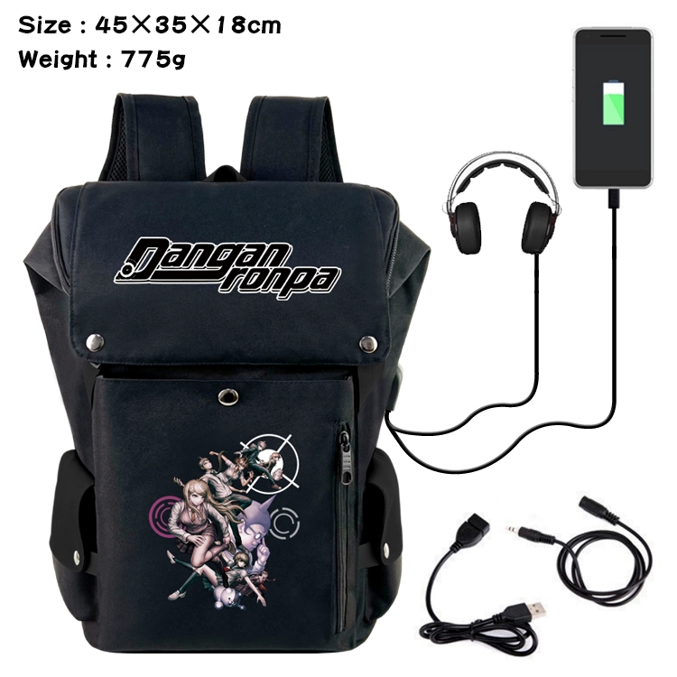 Dangan-Ronpa Anime anti-theft color matching data cable backpack school bag 45X35X18CM