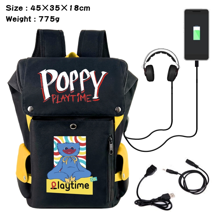 poppy playtime Anime anti-theft color matching data cable backpack school bag 45X35X18CM