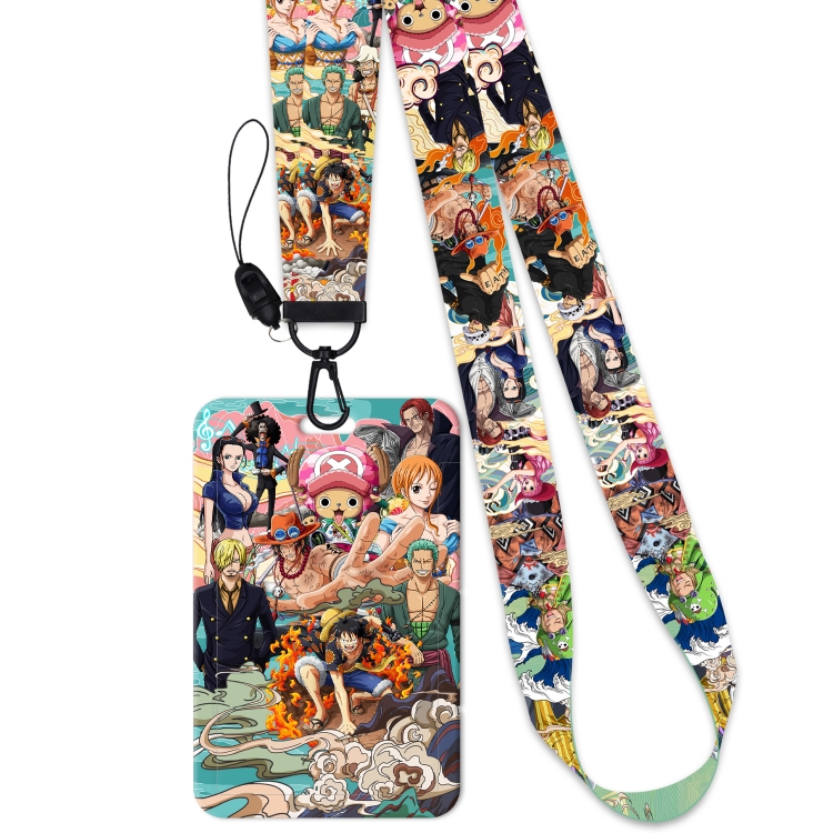 One Piece Black Button Anime Long Strap + Card Sleeve 2-Piece Set price for 2 pcs