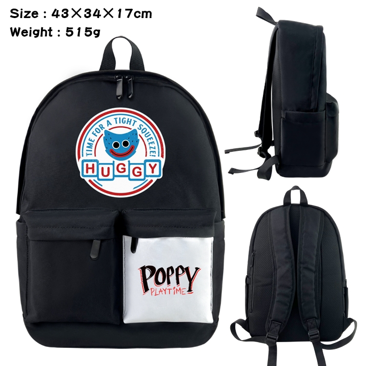 poppy playtime Anime Black and White Double Spell Waterproof Nylon Backpack 43X34X17CM