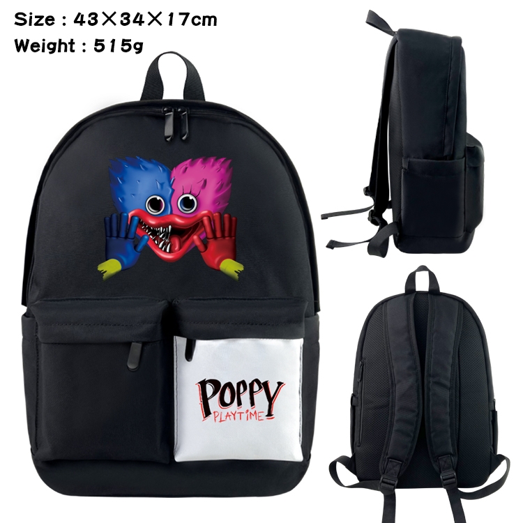 poppy playtime Anime Black and White Double Spell Waterproof Nylon Backpack 43X34X17CM