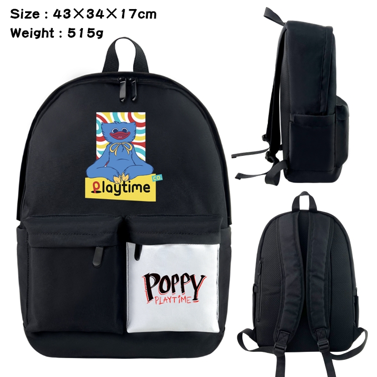 poppy playtime Anime Black and White Double Spell Waterproof Nylon Backpack 43X34X17CM