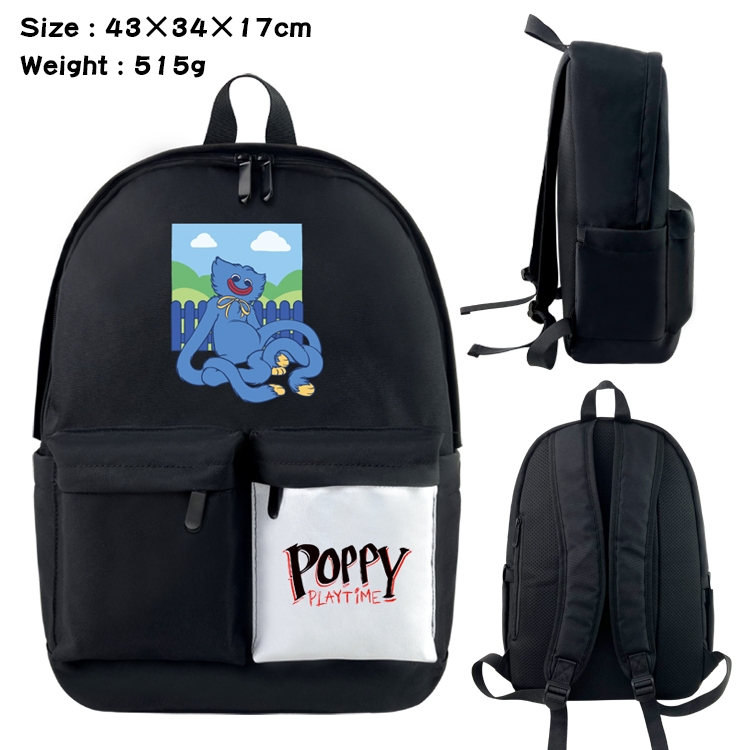 poppy playtime Anime Black and White Double Spell Waterproof Nylon Backpack 43X34X17CM