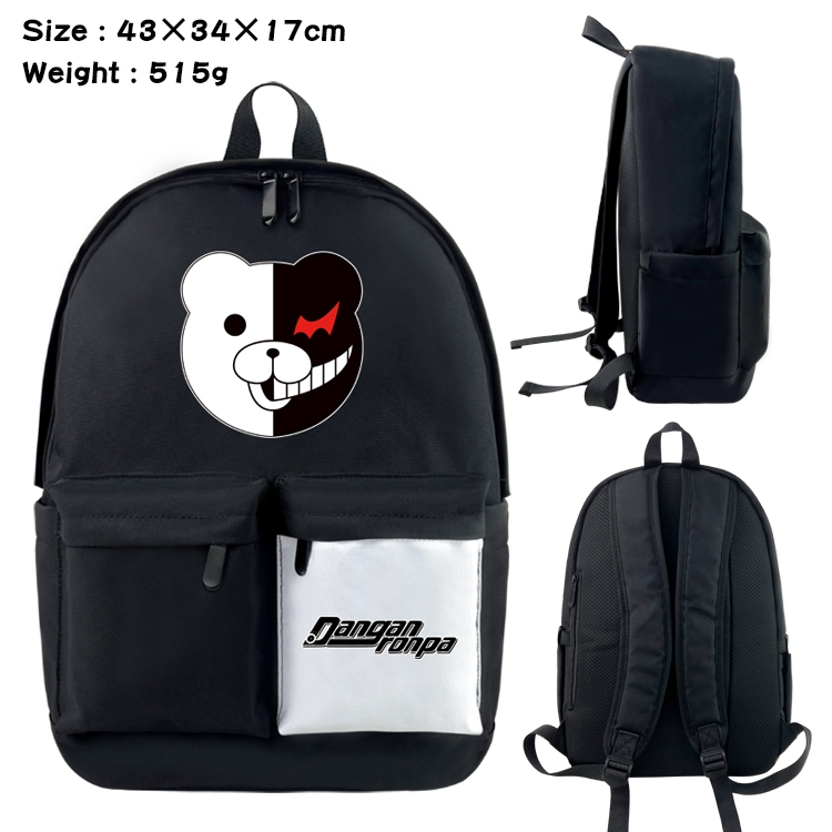 Dangan-Ronpa Anime Black and White Double Spell Waterproof Nylon Backpack 43X34X17CM