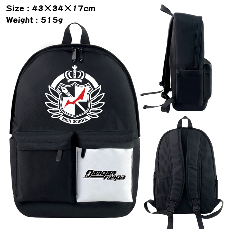 Dangan-Ronpa Anime Black and White Double Spell Waterproof Nylon Backpack 43X34X17CM