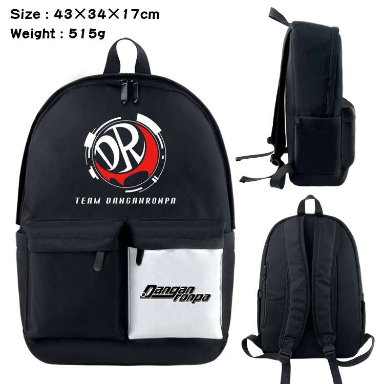 Dangan-Ronpa Anime Black and White Double Spell Waterproof Nylon Backpack 43X34X17CM
